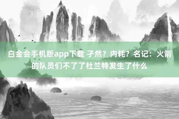 白金会手机版app下载 孑然？内耗？名记：火箭的队员们不了了杜兰特发生了什么