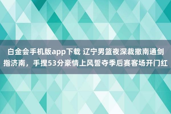 白金会手机版app下载 辽宁男篮夜深裁撤南通剑指济南，手捏53分豪情上风誓夺季后赛客场开门红