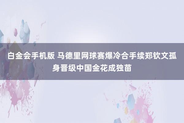 白金会手机版 马德里网球赛爆冷合手续郑钦文孤身晋级中国金花成独苗