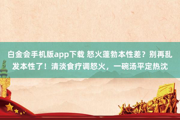 白金会手机版app下载 怒火蓬勃本性差？别再乱发本性了！清淡食疗调怒火，一碗汤平定热沈
