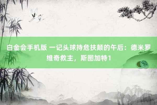 白金会手机版 一记头球持危扶颠的午后：德米罗维奇救主，斯图加特1