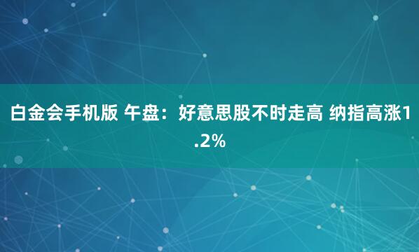 白金会手机版 午盘：好意思股不时走高 纳指高涨1.2%