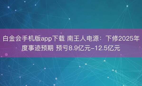 白金会手机版app下载 南王人电源：下修2025年度事迹预期 预亏8.9亿元-12.5亿元