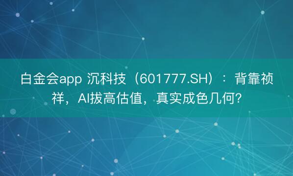 白金会app 沉科技（601777.SH）：背靠祯祥，AI拔高估值，真实成色几何？