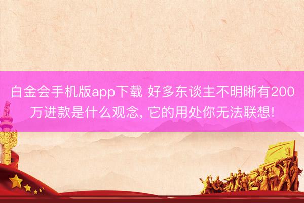白金会手机版app下载 好多东谈主不明晰有200万进款是什么观念， 它的用处你无法联想!