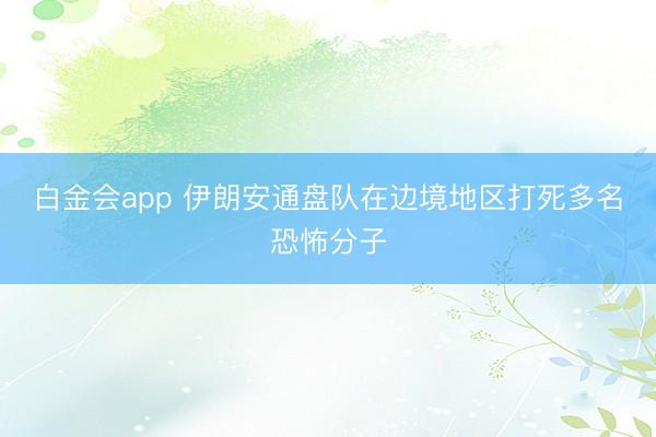 白金会app 伊朗安通盘队在边境地区打死多名恐怖分子