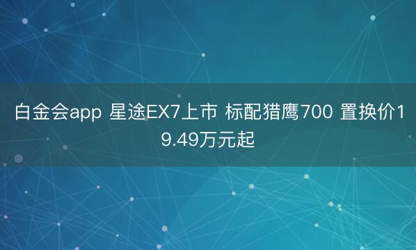 白金会app 星途EX7上市 标配猎鹰700 置换价19.49万元起